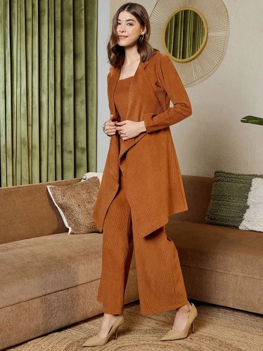 Rust brown corduroy Three Piece Coord Set