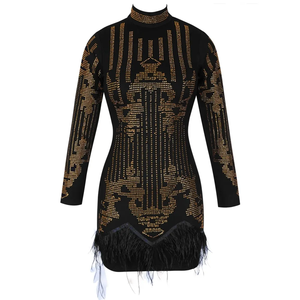 Shining Rhinestone Bandage Mini Dress