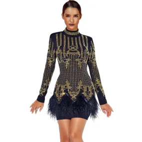 Shining Rhinestone Bandage Mini Dress