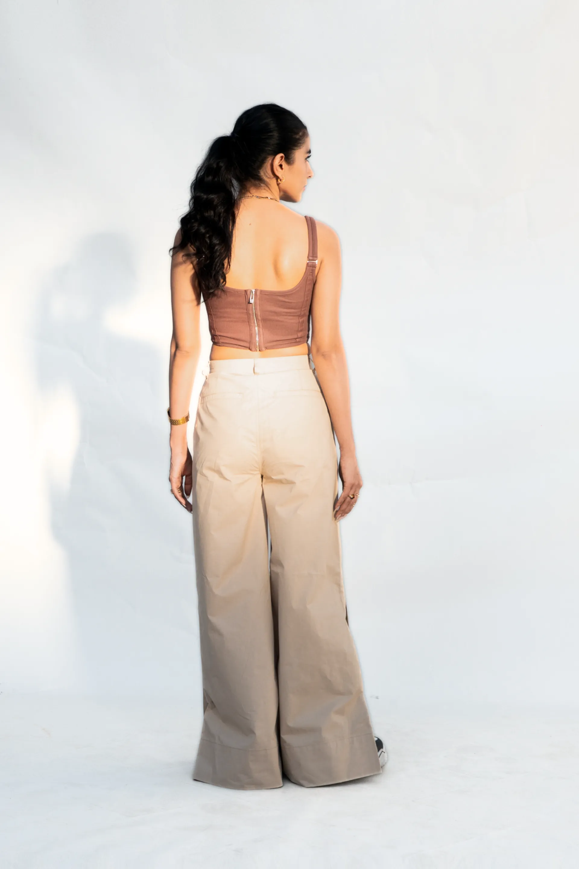 Side Snap Wide Leg Beige