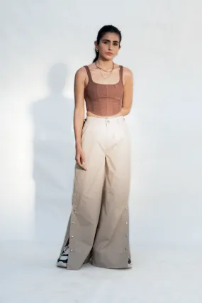Side Snap Wide Leg Beige