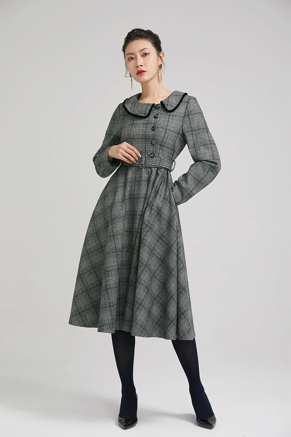 vintage women winter dress  with long sleeves 2235