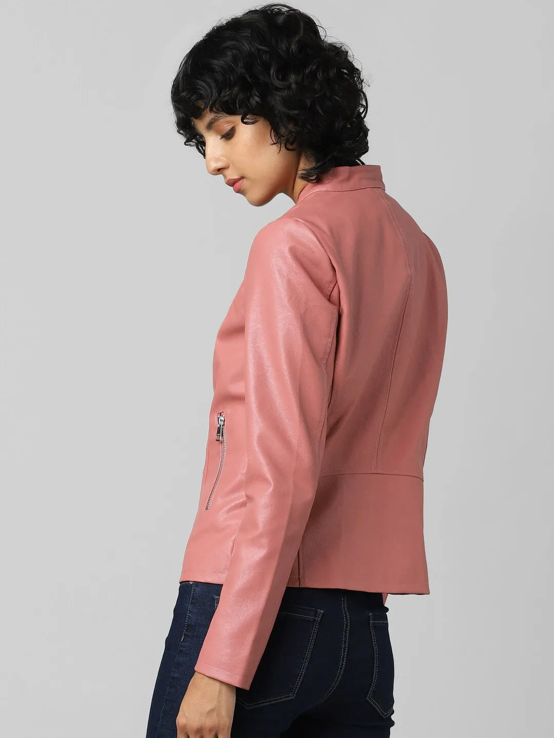 Women Pink Biker Jacket | QAWACH