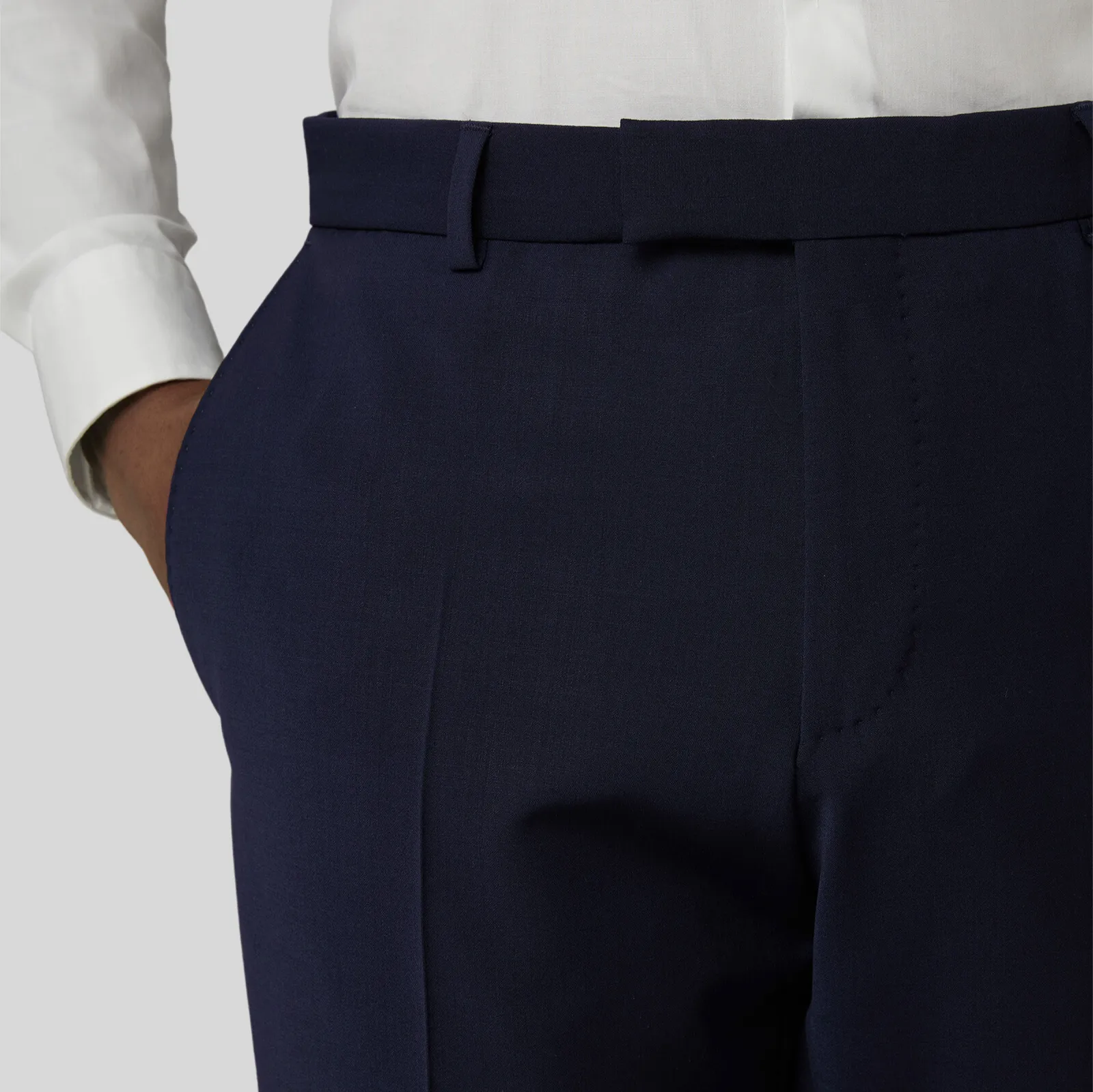 Wool Stretch Blend Slim Fit Dress Pant - Navy