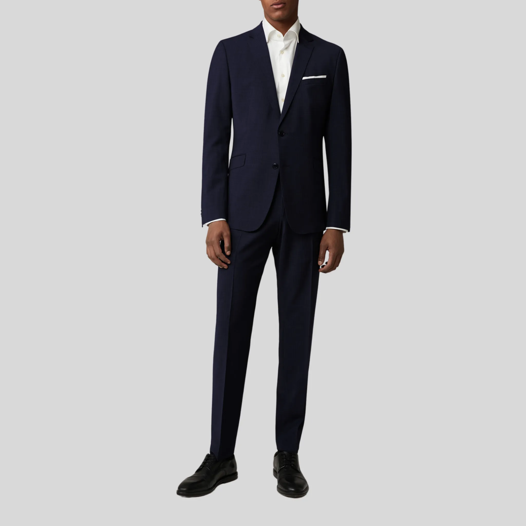 Wool Stretch Blend Slim Fit Dress Pant - Navy