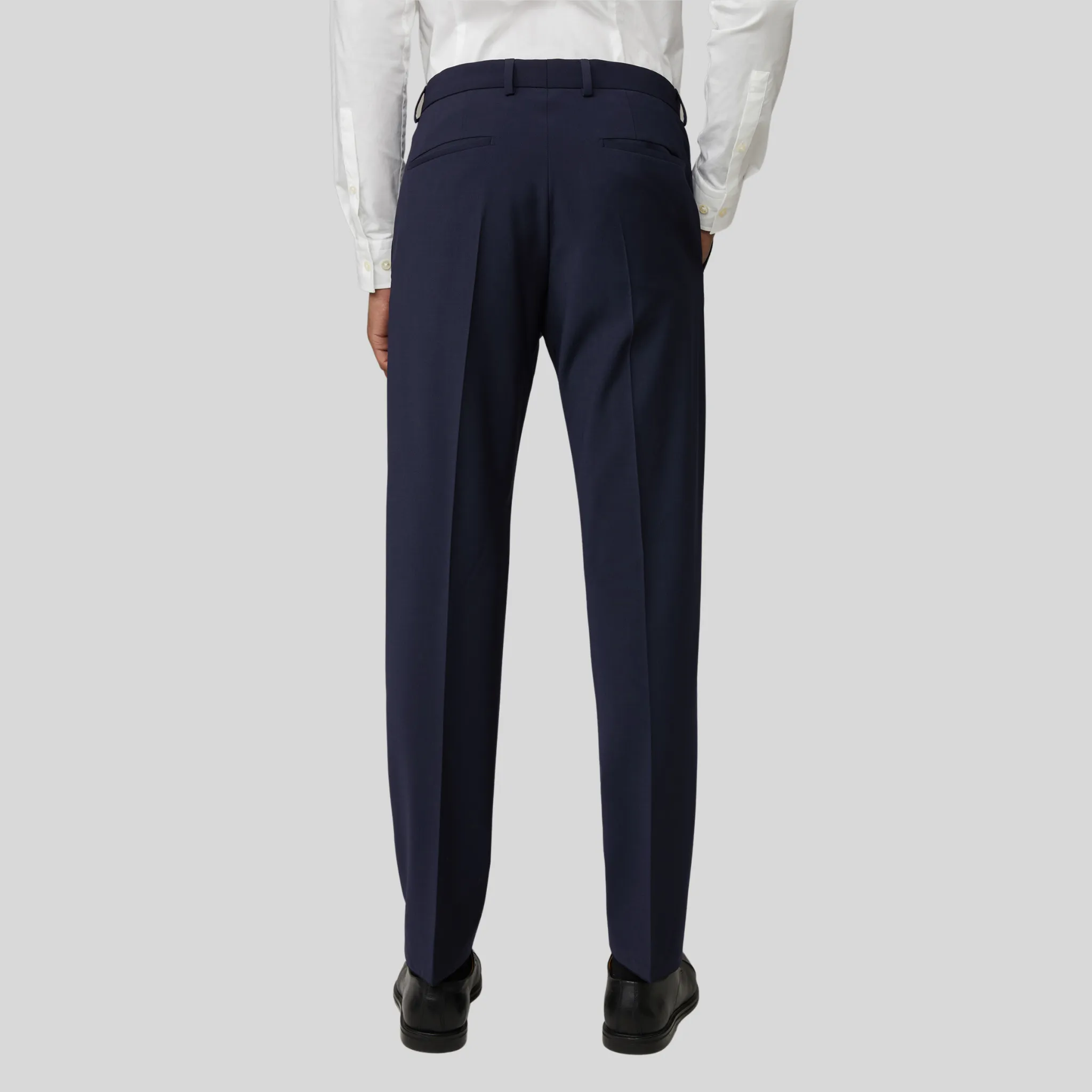 Wool Stretch Blend Slim Fit Dress Pant - Navy